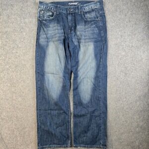 Flypaper Jeans Mens 36x30 Blue Denim Straight Leg Baggy‎ Faded Y2K Grunge Skater